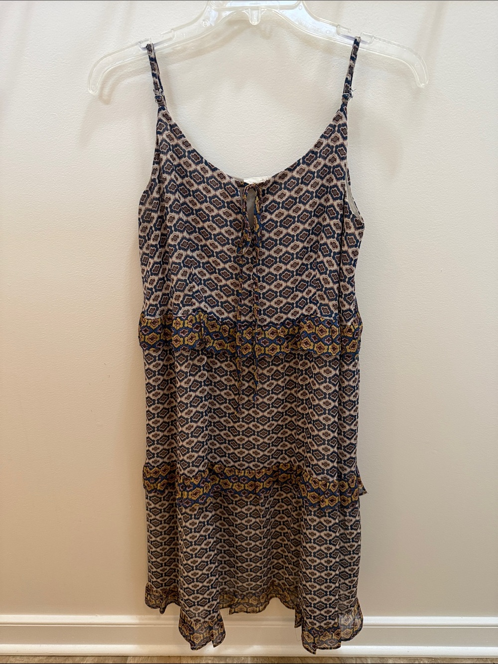 Mystree Navy, Cream Printed Tiered Midi Dress